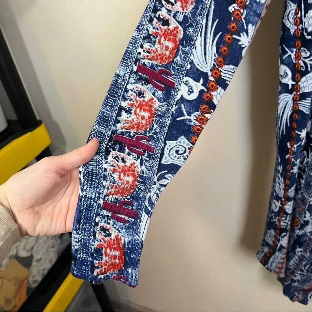 ✨‎ Desigual Women’s Blue Santorini Cactus Print Cardigan Sweater